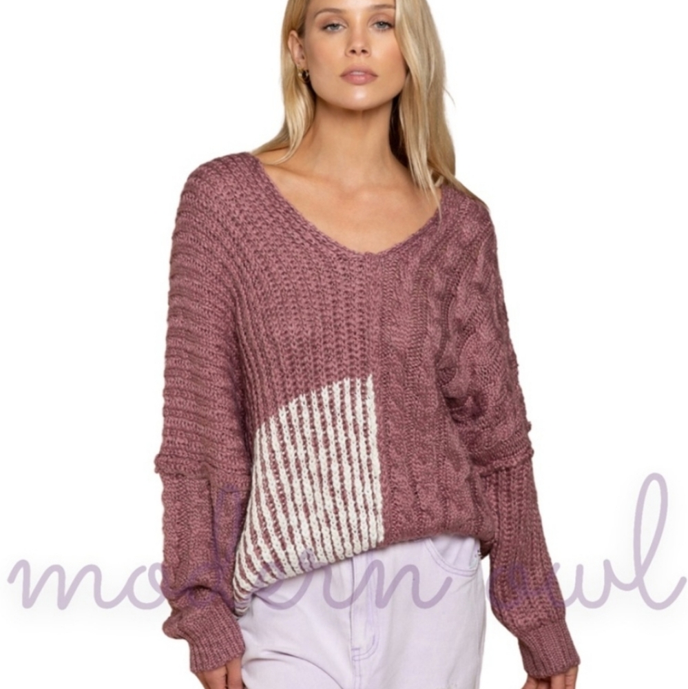 POL mixed design sweater - Picture 1 of 2